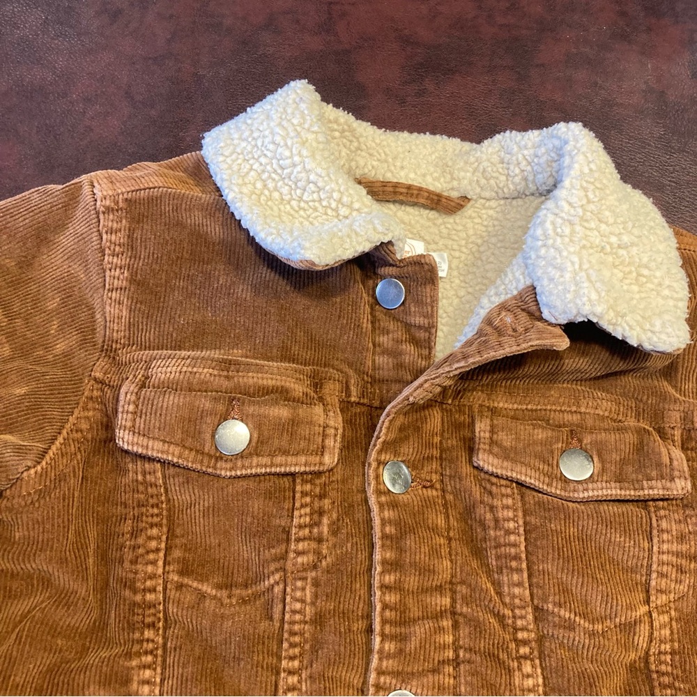 Chestnut Brown Shearling Lined Corduroy Work Coat - Picture 2 of 8